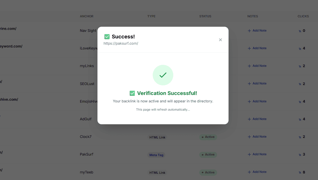 Verify and Go Live Screenshot